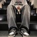 American High Street Gradual Change Washed Jeans Men And Women Loose Straight Wide Leg Pants Pants Men_mkmklike.com