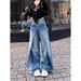 American Retro Two-way Straight-leg Jeans Women, New Trendy High-waisted Loose Slimming Wide-leg Pants For Fashionable_mkmklike.com