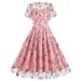 Women's Clothing round neck waist mesh embroidery dress retro Hepburn dress_mkmklike.com