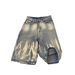 Unisex American Style Hip Hop Lightning Bolt Pattern Denim Capri Shorts Retro Washed Loose Wide Leg Cross Border Men's Clothing_mkmklike.com