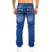 Men's Fashionable Embroidered Straight-Leg Jeans - Loose Fit, Lightweight & Breathable For All Seasons_mkmklike.com