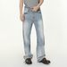 Men's Clothing Korean Vintage Washed Straight-Leg Jeans – Distressed Ombre Fade, Relaxed Fit, Mid-Rise, No-Stretch Cotton Blend (Classic Blue)_mkmklike.com