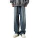 Nordmann Spring And Autumn Men's Jeans American High Street Loose Straight Casual Long Japanese Retro Washed Distressed Wide-Leg_mkmklike.com