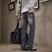 Men's Retro High Street Flared Jeans - Classic Black Straight-Leg Denim Pants For Casual Wear (Sizes 28-36)_mkmklike.com