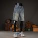 Men's Vintage Distressed Denim Shorts Oversized Retro Washed Blue Artisan Rips Grunge Streetwear Big Tall 28 to 42_mkmklike.com
