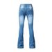 K Women's Jeans, Slim-fit Stretch Flare Pants, Solid-colored Denim Pants_mkmklike.com