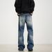 Men's Clothing High Street Design Lightning Pattern Jeans Men's Trendy Loose Straight Versatile Wide Leg Long Pants_mkmklike.com
