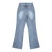 "Low-Rise Flare Jeans – Y2K Print & Washed Vintage Denim For Streetwear Girls (Royal Blue/Black/Gray/Light Blue, S-XL)"_mkmklike.com