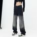 Black Gradient Jeans Women With A Pear-shaped Figure, 2026 High-waisted Straight Wide-leg Pants, Long Trousers For_mkmklike.com