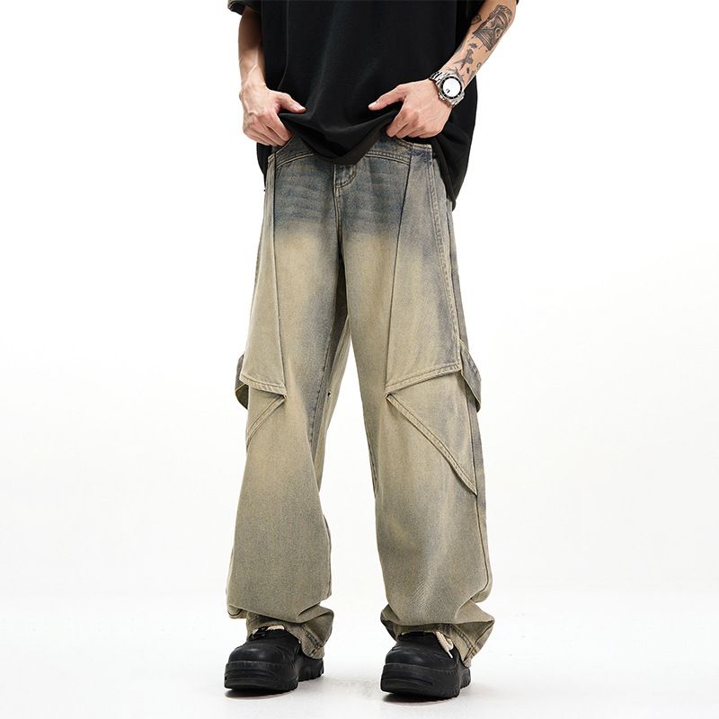 Nordmann American Retro Workwear Jeans For Men Loose Wide-Leg Draped Casual Pants Autumn Winter Vatile Cool Straight-Leg_mkmklike.com
