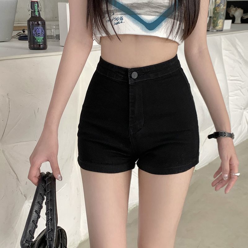 Women's Clothing Denim Shorts Women's Spring And Summer New Loose Slim Single Breasted A Line Wide Leg Hot Pants_mkmklike.com