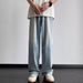 Nordmann European And American Style Retro Washed Light Blue Jeans For Men, Ins Trendy Brand High Street Draped Loose Wide-Leg_mkmklike.com