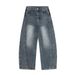 Zipper Patchwork Lace-Up Decorative Scimitar Jeans Men's Street Fashion Vibe Style Niche Loose Wide-Leg Pants_mkmklike.com