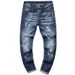 Men's Clothing Men's Ripped Embroidery Slim Fit Stretch Small Straight Jeans Men's Paint Strip Paint Patch Trousers_mkmklike.com