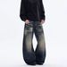 Men's Retro Blue Wide Leg Jeans High Waisted Loose Fit Slimming Floor Length Straight Leg Pants American Style 2026 Autumn New_mkmklike.com