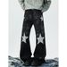 "Star-Embellished Denim Pants – Slim Straight Bootcut Jeans For Men (S-3XL, Vintage Black Wash)"_mkmklike.com
