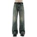 Vintage Blue High Street Straight Leg Bootcut Jeans For Men & Women – Classic Retro Denim Pants With Slim Fit Design_mkmklike.com
