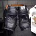 Men's Splatter Paint Denim Shorts – Korean Streetwear Destroyed Black Cutoff 5-Inch Inseam (28-36) – Slim Fit Acid Wash For Urban Art & Skate Scenes_mkmklike.com