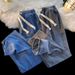 Straight Denim Trousers Men's Loose Casual Light-colored Ins Hong Kong Style Boys' Pants Tide Autumn And Winter Students Nine-point Pants_mkmklike.com