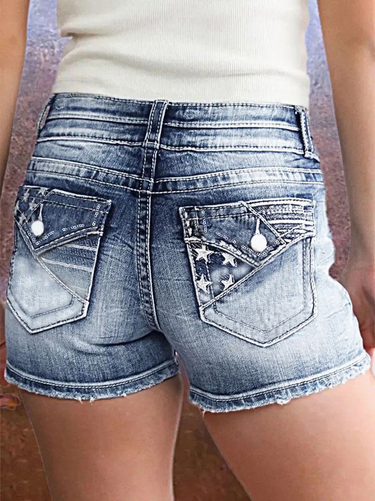 Women's Clothing New High Elastic Jeans Embroidery Versatile Denim Shorts Women_mkmklike.com
