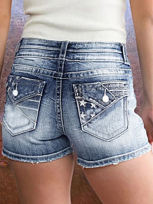 Women's Clothing New High Elastic Jeans Embroidery Versatile Denim Shorts Women_mkmklike.com