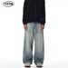 Men's New Lyocell Heavyweight Washed Straight Leg Jeans Cleanfit Simple Wide Leg Pants_mkmklike.com