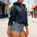 Women's Casual Denim Washed Hooded Bomber Jacket Fashionable All Year Round Sports Fitness_mkmklike.com