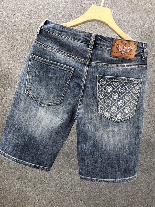 Premium Straight Fit Men's Denim Shorts - Summer Washed Elastic Casual Shorts, Korean Style All-Match Comfort_mkmklike.com