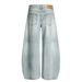 American Street Style Vintage Washed Denim Scimitar Men's Loose Wide-Leg Oversized Sickle Casual Dad Long Pants_mkmklike.com