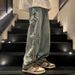 Men's Distressed Denim Trousers Loose Straight Fit American High Street Style Trendy All Match Star Design_mkmklike.com