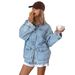 Women's Clothing Denim Jacket For Women Brown Color Block Lapel Autumn New Fashion_mkmklike.com
