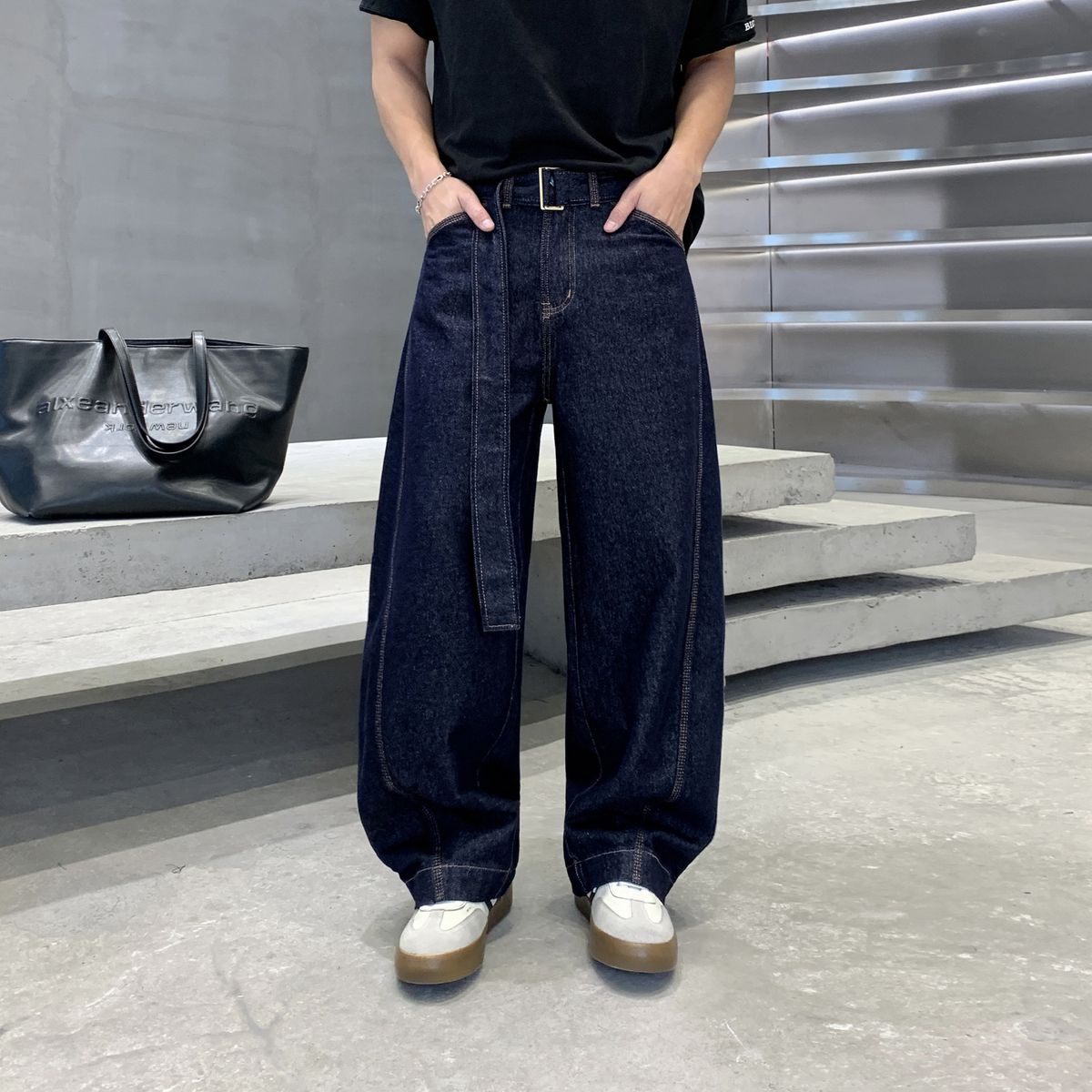 Unisex Classic Denim Wide-Leg Jeans – Oversized Straight Cut With Distressed Details (S-3xl) – Vintage-Inspired High Street Trousers_mkmklike.com