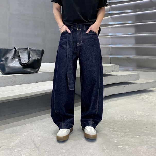 Unisex Classic Denim Wide-Leg Jeans – Oversized Straight Cut With Distressed Details (S-3xl) – Vintage-Inspired High Street Trousers_mkmklike.com