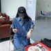 Denim Women's Spring Autumn Deep Blue Shirt Dress, 2025 New Style, Internet Famous Korean Version, Loose Casual Dress_mkmklike.com