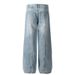 Men's Clothing Retro Lightning Pattern Washed Baggy Machete A Line Men's Casual Loose Straight Jeans_mkmklike.com