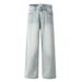Light Washed Jeans Men's Casual Straight Long Street Fashion Punk Distressed Frayed Versatile Wide-Leg Dad Pants_mkmklike.com