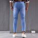 Men's Casual Slim Fit Skinny Jeans Distressed Patched Versatile Style European American Foreign Trade New Cross Border_mkmklike.com