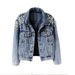 New Heavy-duty Beaded Denim Jacket For Women, Short, Long-sleeved, Fashionable, Foreign Trade, Big Pearl Denim Coat_mkmklike.com