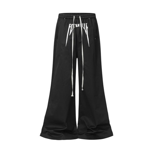 RO Style Dark Embroidered Slogan Oversized Wide Leg Cargo Pants Trendy Street Style Loose Flared Trousers for Men And Women_mkmklike.com