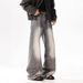 Vintage Washed High-Street Jeans – Distressed Splatter Paint Straight-Leg Denim For Men & Women (Grey Wash, S-3XL)_mkmklike.com