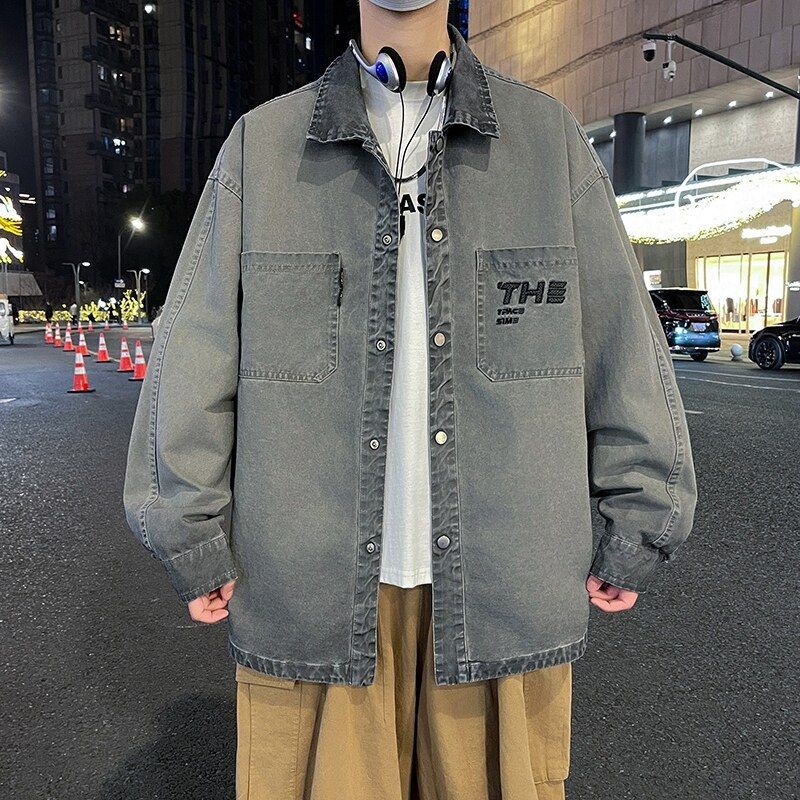 2025 New Spring And Autumn Denim Men's Trendy Brand Youth American Old Work Clothes Jacket Men_mkmklike.com