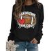 Women's Clothing Site Ready Stock Simple Pullover Crewneck Top T shirt TouchDown Print Loose Sweatshirt_mkmklike.com