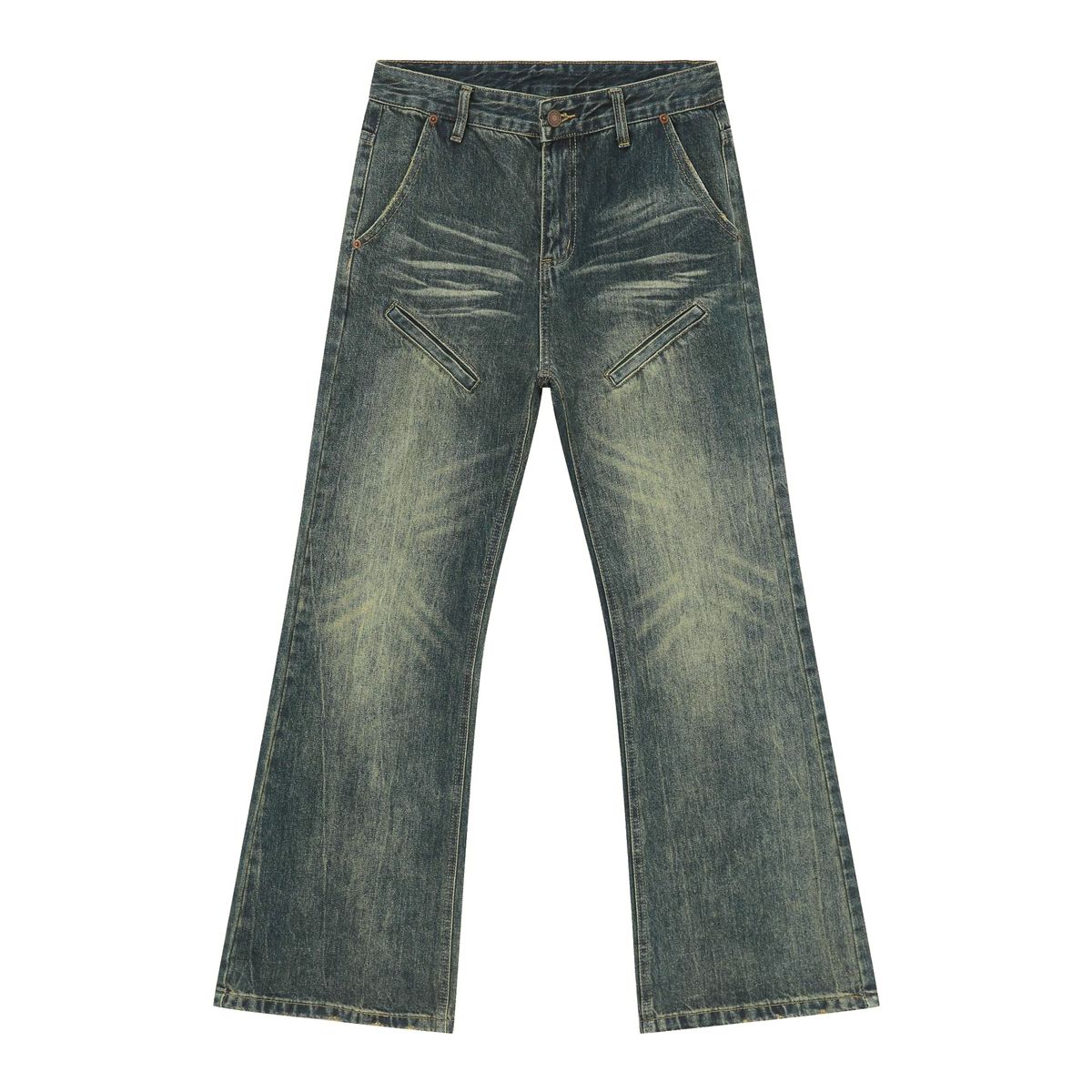 EF JEANS | 2024 New High Street Retro Old Washed Pattern Design Slightly Stretched And Thin Straight Jeans Tide_mkmklike.com