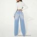 Women's High-Waisted Wide-Leg Distressed Ripped Jeans Slimming Washed Straight Leg Trousers Floor-Length Versatile Hot Style_mkmklike.com