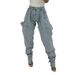 Women's High-Waisted Stretch Jeans With Asymmetrical Cutouts & Zip Details | Retro Distressed Denim Pants (Sky Blue, Navy, Charcoal)_mkmklike.com