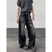 Vintage Washed Cleanfit Men's Jeans - Relaxed Straight Leg Retro High Street Style With Slight Flare_mkmklike.com