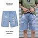 Pulse Ripped Denim For Men Loose Outdoor Wear Five-Point Trendy Brand Mid-Length Shorts Summer Thin Style_mkmklike.com