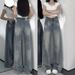 Retro High-Waisted Wide-Leg Jeans for plus Size Women Loose Fitting Straight Leg Solid Color High Street Design Pear Shaped Figure_mkmklike.com
