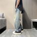 Men's Vintage Washed Distressed Denim Jeans – Relaxed Straight-Leg Baggy Pants With Ripped Details (Blue, M-Xxxl)_mkmklike.com