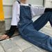 High-waisted Cropped Jeans For Women, Fashionable Buttoned Design, New Style, Harajuku Trendy Suspender Jeans, Wholesale_mkmklike.com